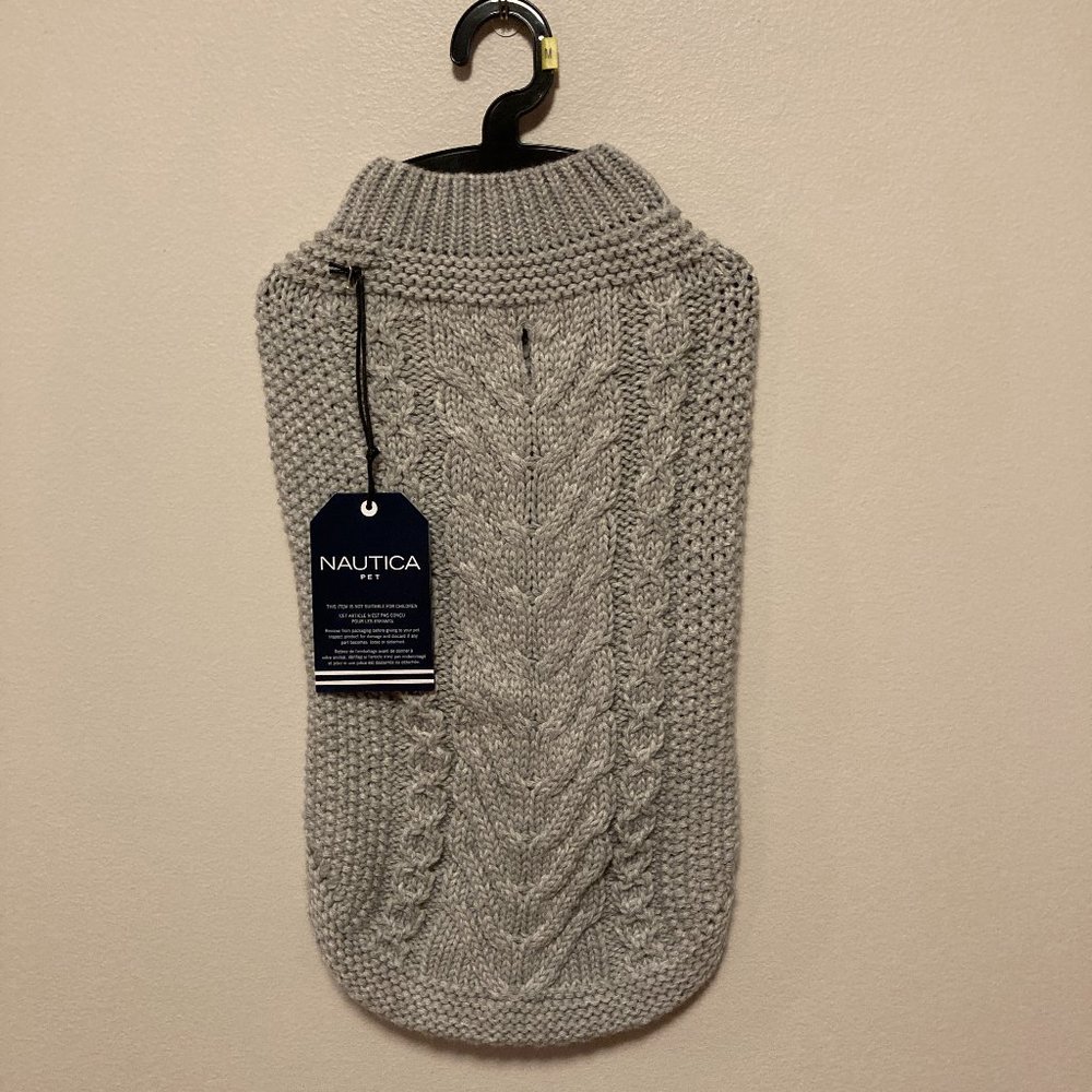 Dog Knit Sweater NWT Sz M Nautica Pet Apparel Gray Chucky Thick Acrylic